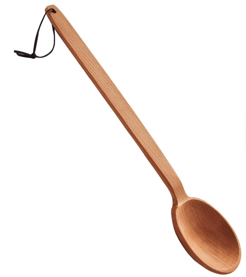 ECOSALL Heavy Duty Large Wooden Spoon 18-inch, Long Handle Cooking Tool With a Scoop. Nonstick Big Spoon for Stirring Mixing Cajun Crawfish Boil Wall DÃ©cor. Super Strong Sturdy Giant Hardwood Untesil - Image 1